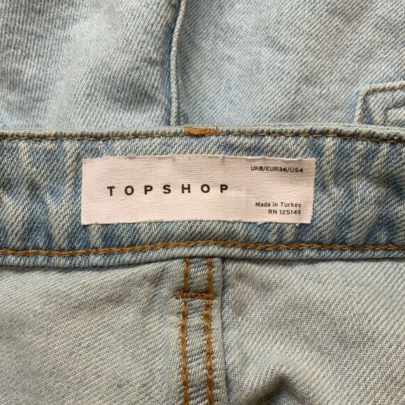 TOPSHOP light wash denim high waisted shorts size 4 - Picture 5 of 7